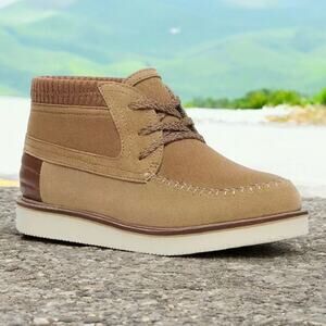 Sanuk Mens Cozy Vibe Mid SM Primo Brown Hemp Suede Chukka Boots Size 12 US New